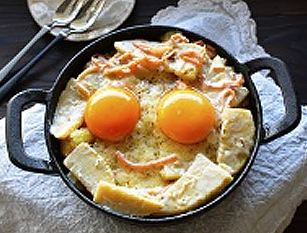 じゃがいもの穂先たけのこサラダ焼き