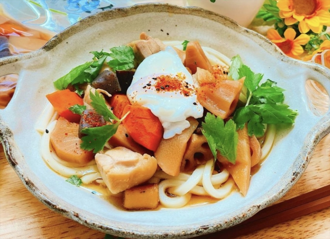 野菜の炊き合わせでお手軽けんちんうどん