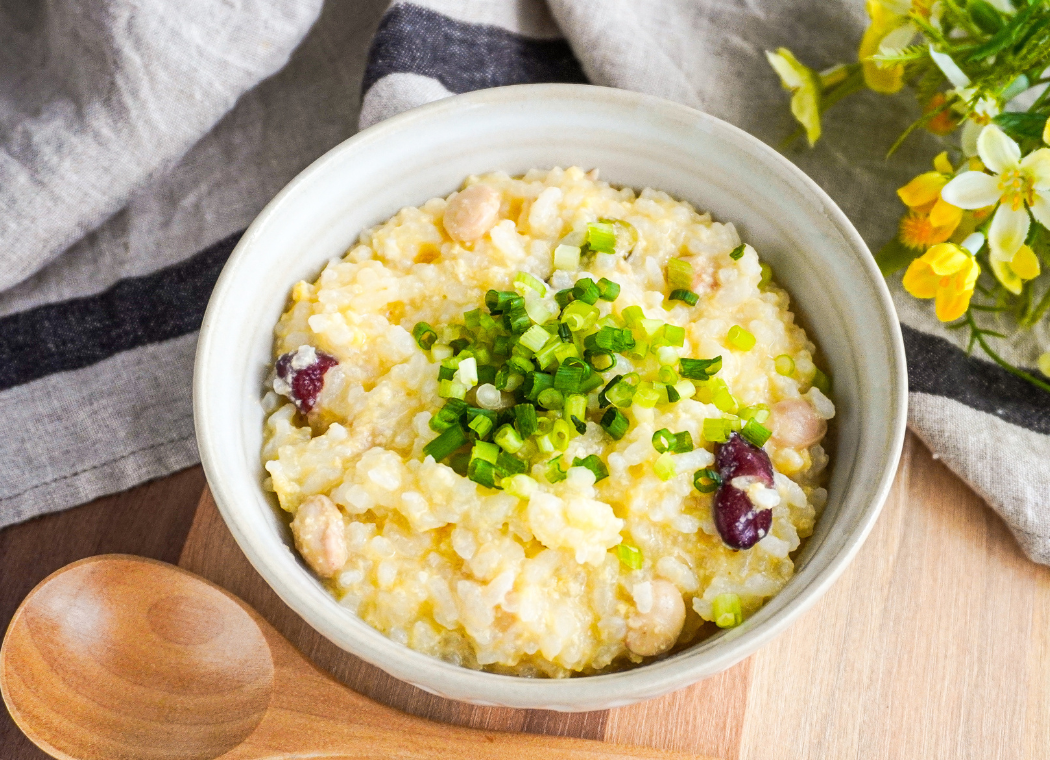 からだポカポカ！豆と卵の雑炊
